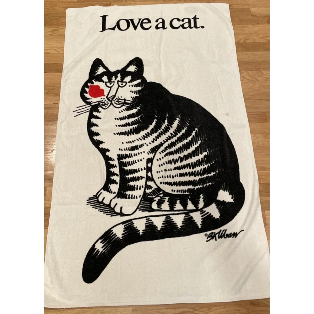 Vintage Kliban Love A Cat Kiss Beach Towel Large 57